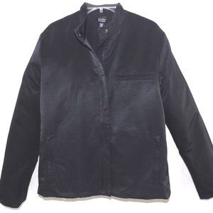 Eileen Fisher lined jacket M Black Cotton Nylon Zippers Pockets Casual Outdoor